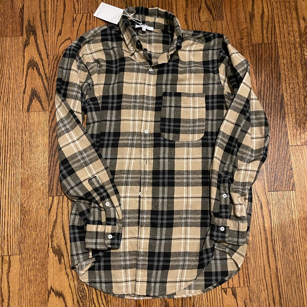 Vici Collection black/tan plaid shirt